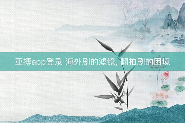 亚搏app登录 海外剧的滤镜， 翻拍剧的困境