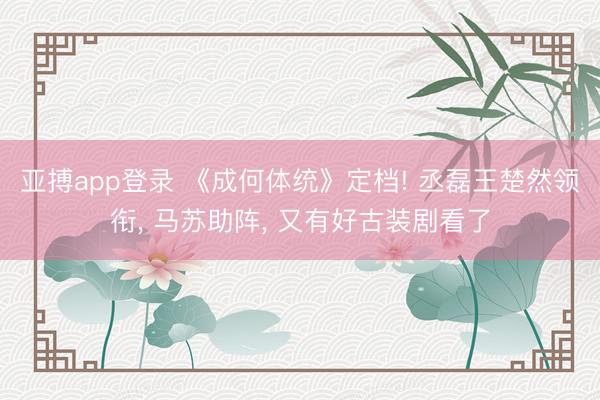 亚搏app登录 《成何体统》定档! 丞磊王楚然领衔， 马苏助阵， 又有好古装剧看了