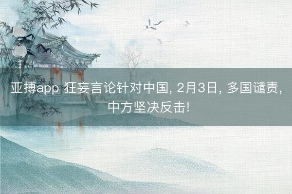 亚搏app 狂妄言论针对中国， 2月3日， 多国谴责， 中方坚决反击!