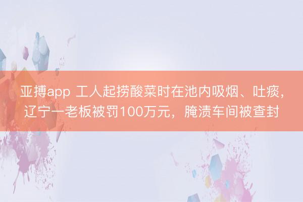 亚搏app 工人起捞酸菜时在池内吸烟、吐痰,辽宁一老板被罚100万元,腌渍车间被查封