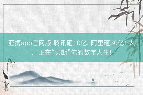 亚搏app官网版 腾讯砸10亿， 阿里砸30亿! 大厂正在“买断”你的数字人生!