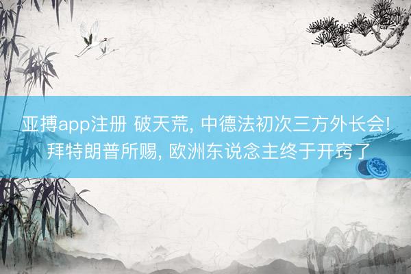 亚搏app注册 破天荒， 中德法初次三方外长会! 拜特朗普所赐， 欧洲东说念主终于开窍了