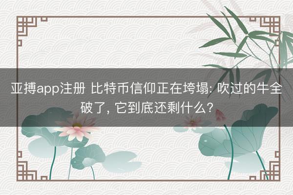 亚搏app注册 比特币信仰正在垮塌: 吹过的牛全破了， 它到底还剩什么?
