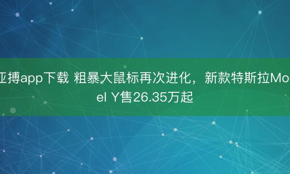 亚搏app下载 粗暴大鼠标再次进化，新款特斯拉Model Y售26.35万起
