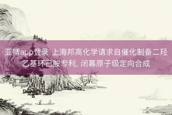亚搏app登录 上海邦高化学请求自催化制备二羟乙基环己胺专利， 闭幕原子级定向合成