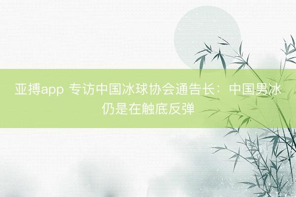 亚搏app 专访中国冰球协会通告长：中国男冰仍是在触底反弹